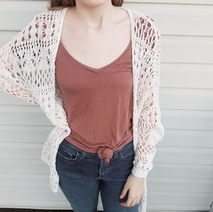 Hollister cream crochet cardigan